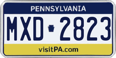 PA license plate MXD2823