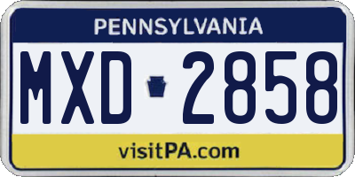 PA license plate MXD2858