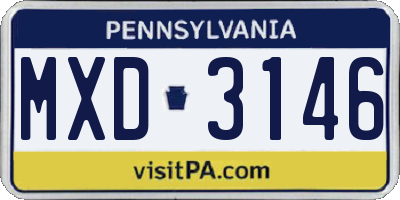 PA license plate MXD3146