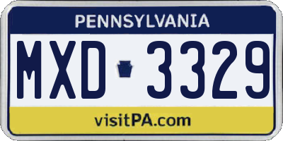PA license plate MXD3329