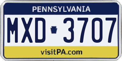 PA license plate MXD3707