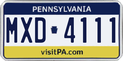 PA license plate MXD4111