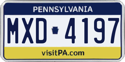 PA license plate MXD4197