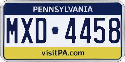 PA license plate MXD4458