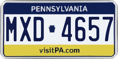 PA license plate MXD4657