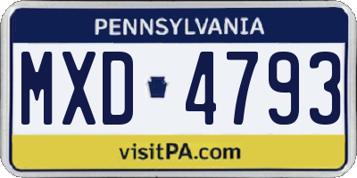 PA license plate MXD4793