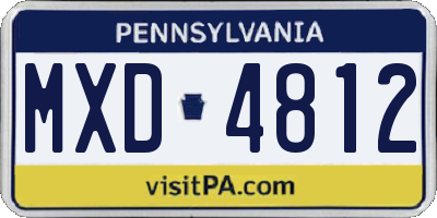 PA license plate MXD4812