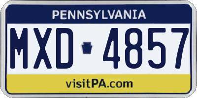 PA license plate MXD4857