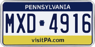 PA license plate MXD4916