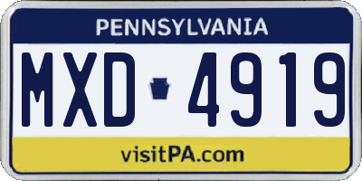 PA license plate MXD4919
