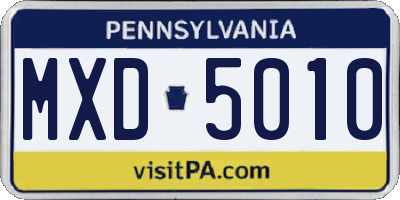 PA license plate MXD5010