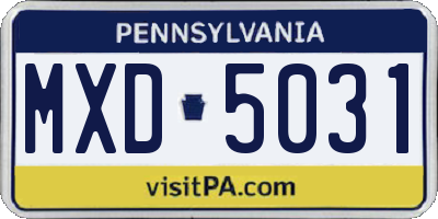 PA license plate MXD5031