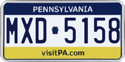 PA license plate MXD5158