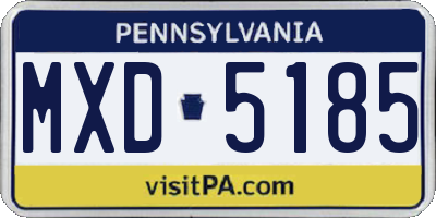 PA license plate MXD5185