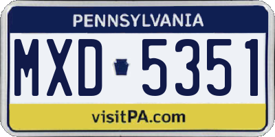PA license plate MXD5351