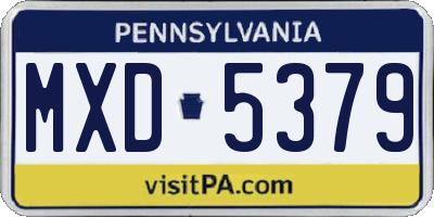 PA license plate MXD5379