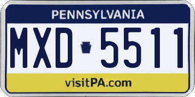 PA license plate MXD5511