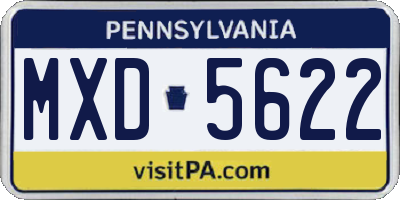PA license plate MXD5622