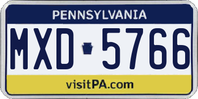 PA license plate MXD5766
