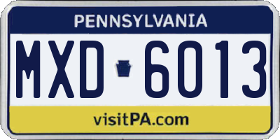 PA license plate MXD6013