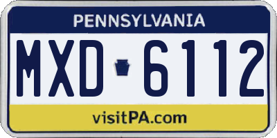 PA license plate MXD6112