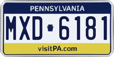 PA license plate MXD6181