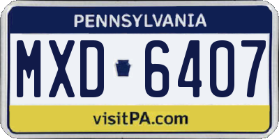 PA license plate MXD6407