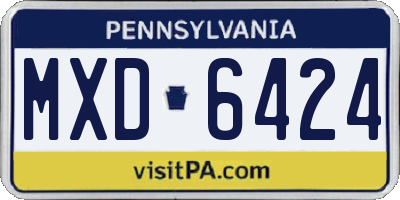 PA license plate MXD6424