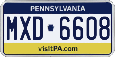 PA license plate MXD6608