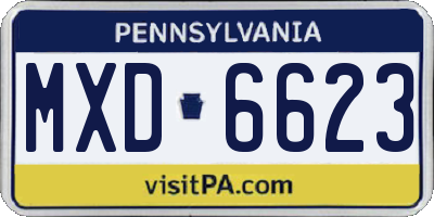 PA license plate MXD6623