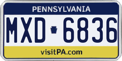 PA license plate MXD6836