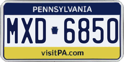 PA license plate MXD6850