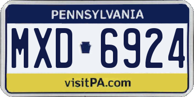 PA license plate MXD6924