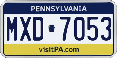 PA license plate MXD7053