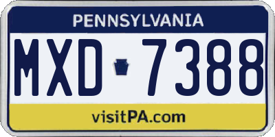 PA license plate MXD7388