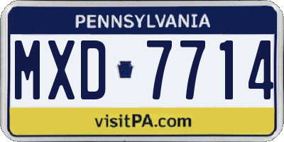 PA license plate MXD7714