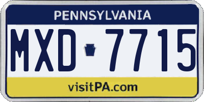PA license plate MXD7715