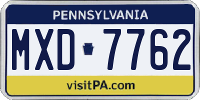 PA license plate MXD7762