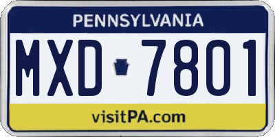 PA license plate MXD7801