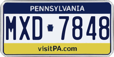 PA license plate MXD7848