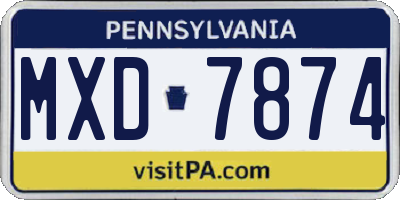 PA license plate MXD7874