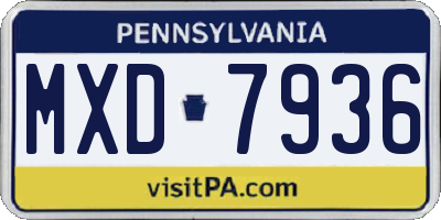 PA license plate MXD7936