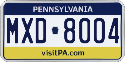 PA license plate MXD8004