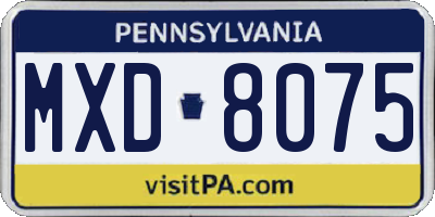 PA license plate MXD8075