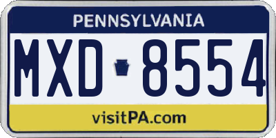 PA license plate MXD8554
