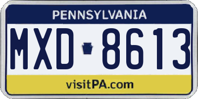PA license plate MXD8613