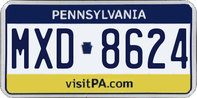 PA license plate MXD8624