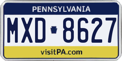 PA license plate MXD8627