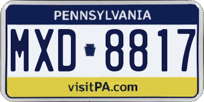 PA license plate MXD8817