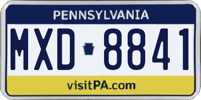 PA license plate MXD8841